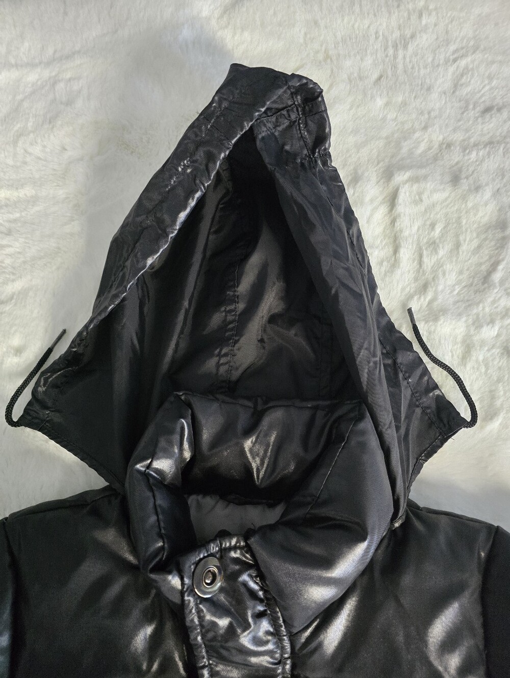ALPHA IND. Black Kid's Puffer Jacket with Hood And Embroidered Logo - Picture 10 of 16